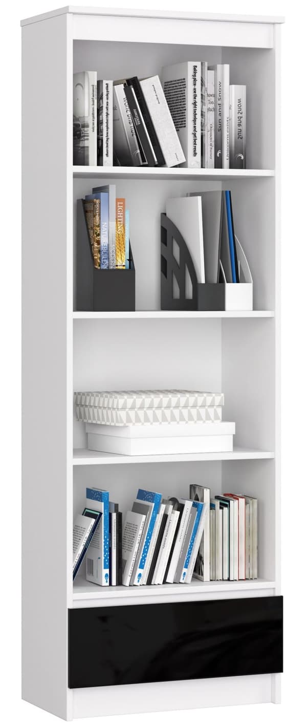 REGALE R 60 cm CLP 1 SKUFFE 4 HYLLER HVID / SORT HØJGLANS