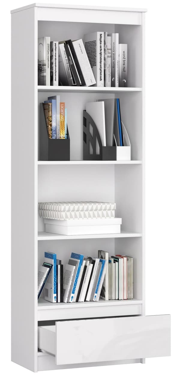 REGALE R 60 cm CLP 1 SKUFFE 4 HYLDER HVID / HVID HØJ GLANS
