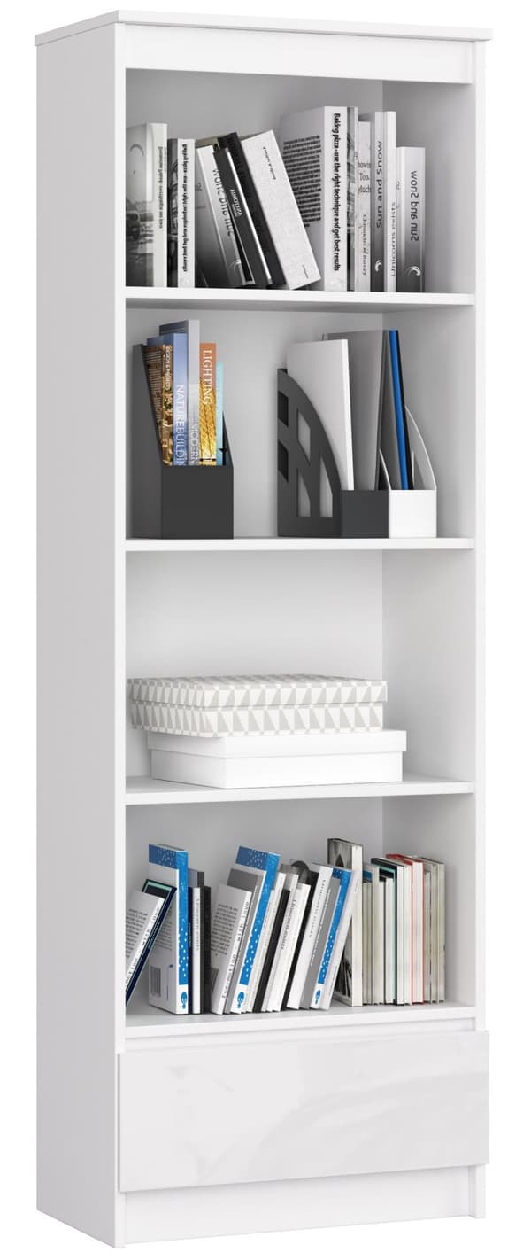 REGALE R 60 cm CLP 1 SKUFFE 4 HYLDER HVID / HVID HØJ GLANS