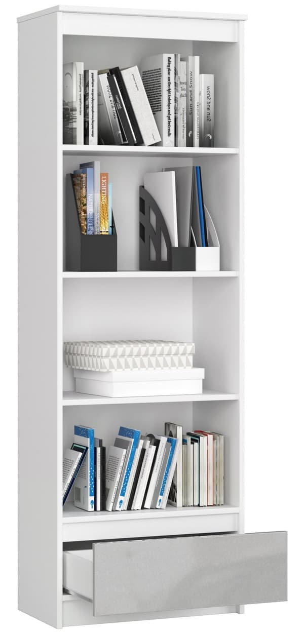 REGALE R 60 cm CLP 1 LÅDA 4 HYLLOR VIT / METALLISK GLANS