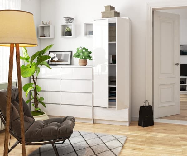 KONTORSSKÅP R 60 cm CLP 1 LÅDA 2 DÖRRAR VIT / VIT GLANS