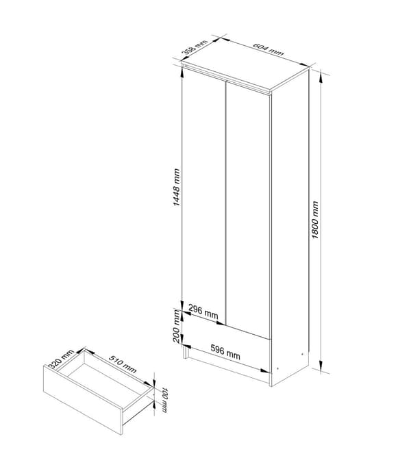 REGALE STÄNGD R60 2D 1ST CLP VIT / SONOMA