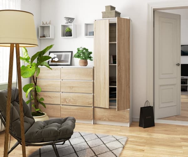 REGALE STÄNGD R60 2D 1ST CLP VIT / SONOMA