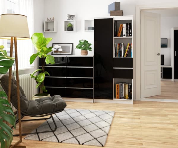 KONTORSREGALET R 80 cm CLP R15 VIT / SVART HÖGGLOSA