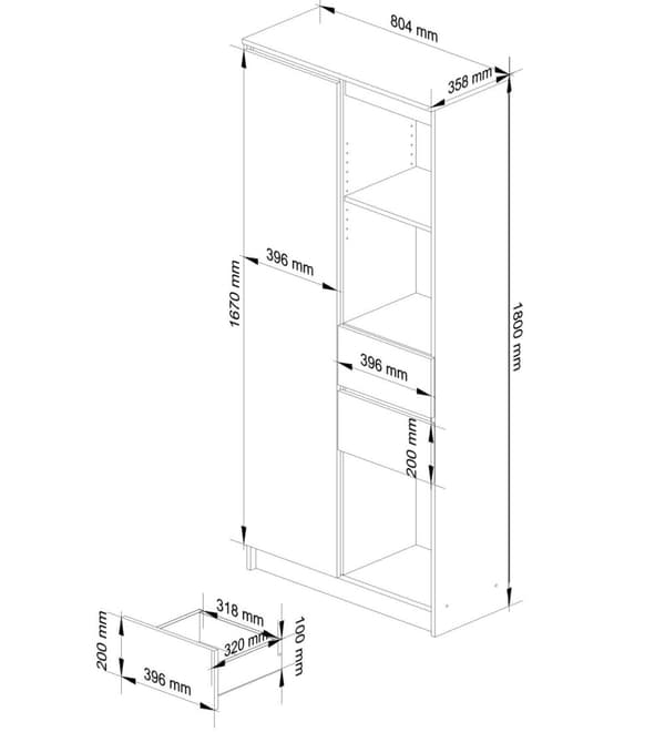 KONTORREOL R 80 cm CLP R15 HVID / METALISK GLANSE