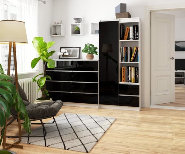 KONTORREOL R 80 cm CLP R11 HVID / SORT HØJGLANS