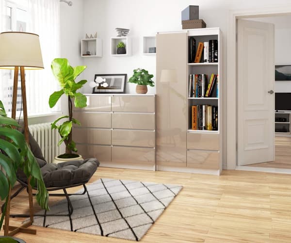 Kontorhylde R 80 cm CLP R11 - hvid-kapucino højglans
