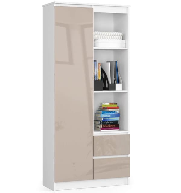 Kontorhylde R 80 cm CLP R11 - hvid-kapucino højglans