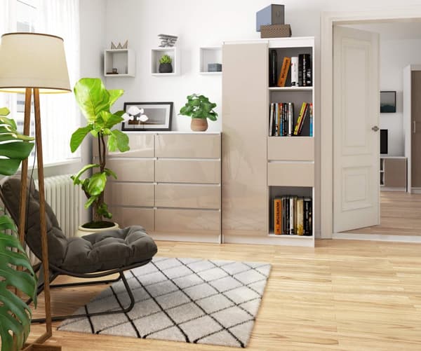 Kontorhylde R 80 cm CLP R15 - hvid-kapucino højglans