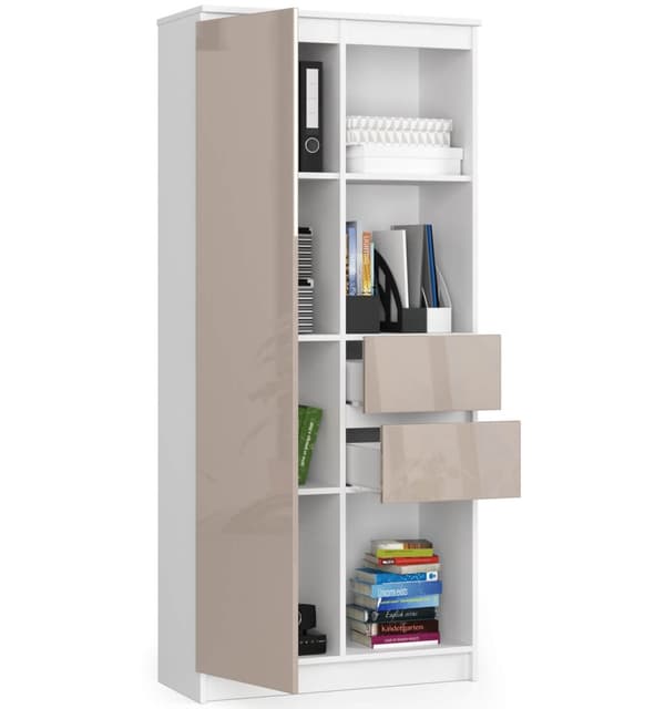 Kontorhylde R 80 cm CLP R15 - hvid-kapucino højglans