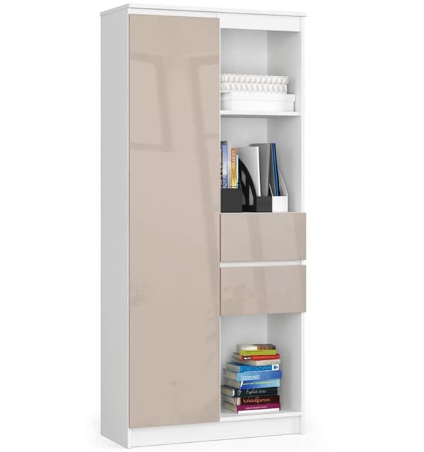 Kontorhylde R 80 cm CLP R15 - hvid-kapucino højglans