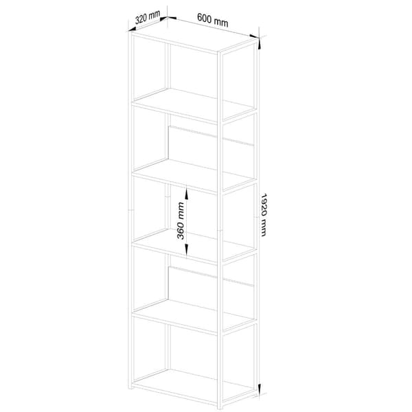 Metalisk loftshylde 60 cm - sort-dybde craft - 6 hylder