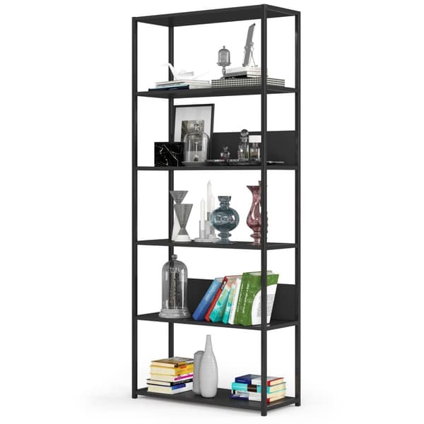 Metallinen loft-hylly 80 cm - musta-musta - 6 hyllyä