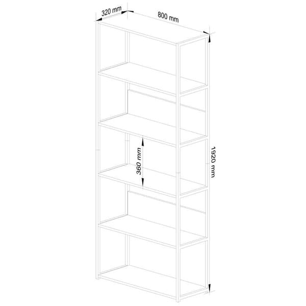 Loft hylla i metall 80 cm - svart-ek artisan - 6 hyllor