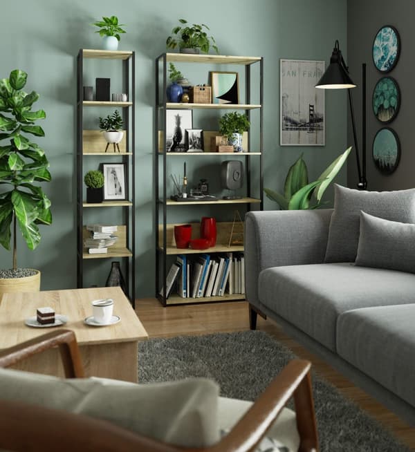 Loft hylla i metall 80 cm - svart-ek artisan - 6 hyllor