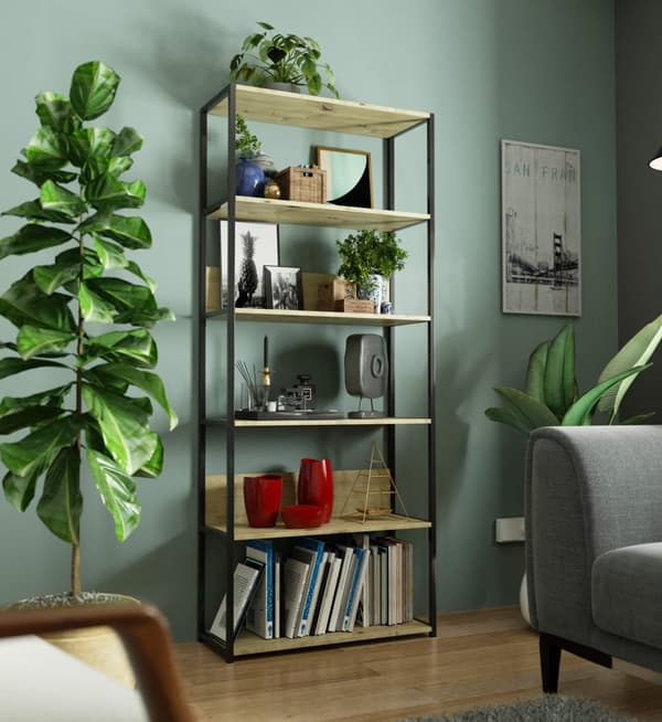 Loft hylla i metall 80 cm - svart-ek artisan - 6 hyllor