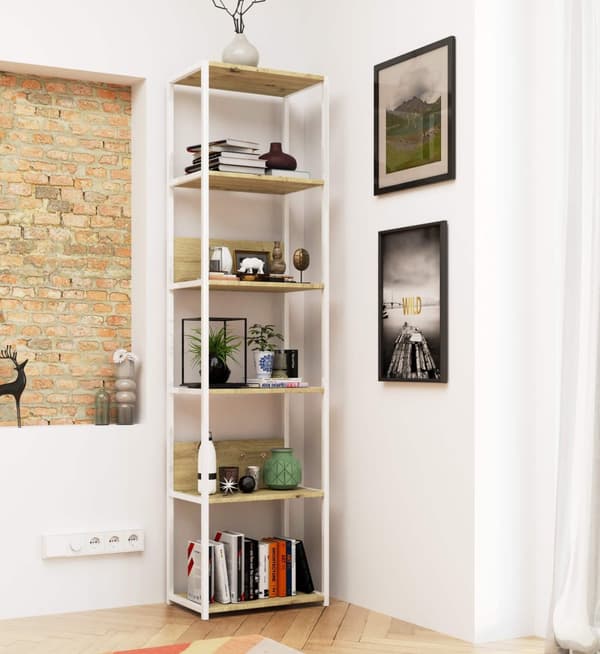 Loft hylla i metall 50 cm - vit-ek artisan - 6 hyllor