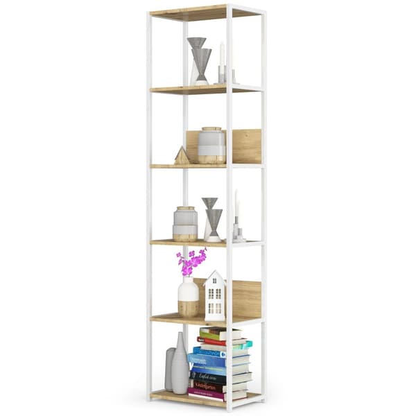 Loft hylla i metall 50 cm - vit-ek artisan - 6 hyllor