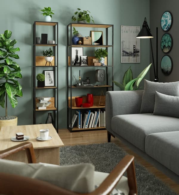 Metalisk loftshylde 80 cm - sort-dybde håndværk - 6 hylder