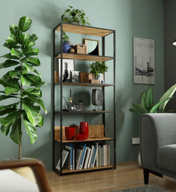 Metalisk loftshylde 80 cm - sort-dybde håndværk - 6 hylder