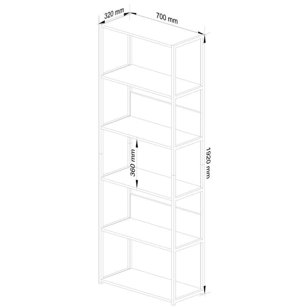 Metal loft hylde 70 cm - sort-dyb craft - 6 hylder