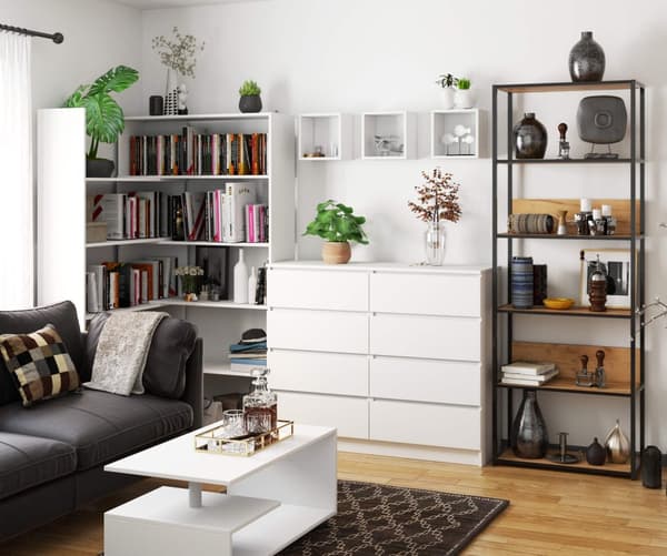 Metal loft hylde 70 cm - sort-dyb craft - 6 hylder