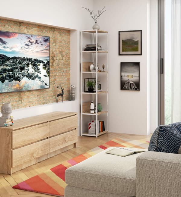 METALISK REGALE LOFT 500 HVID/DÆL SONOMA