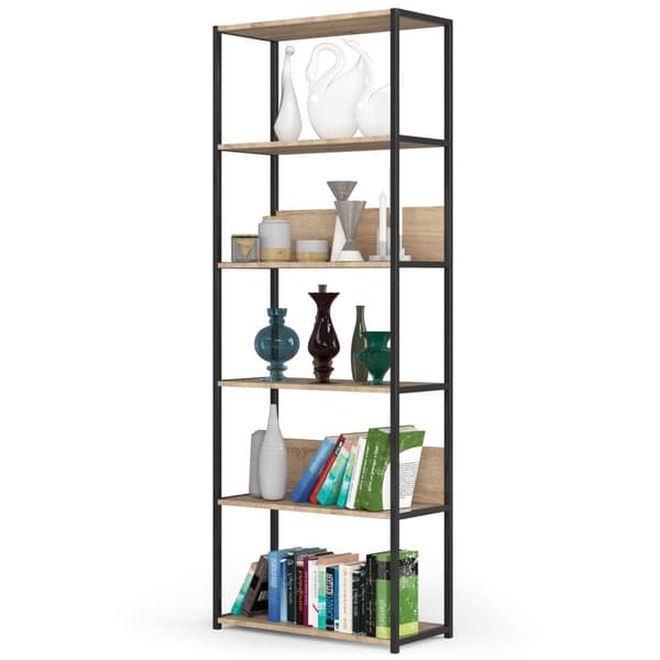 Metalisk loftshylde 70 cm - sort - sonoma eg - 6 hylder
