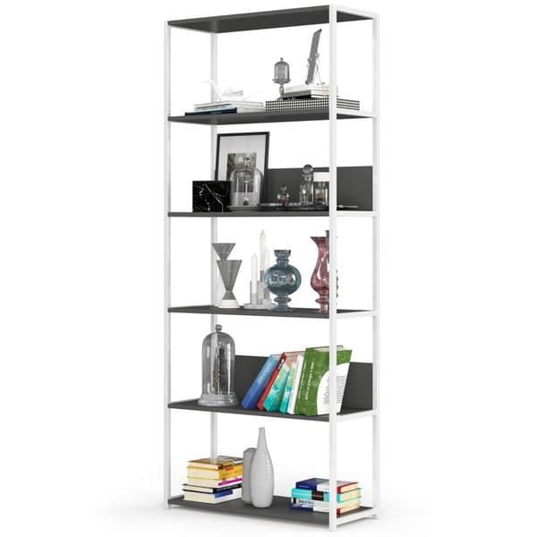 Metalisk loftshylde 80 cm - hvid-grå - 6 hylder