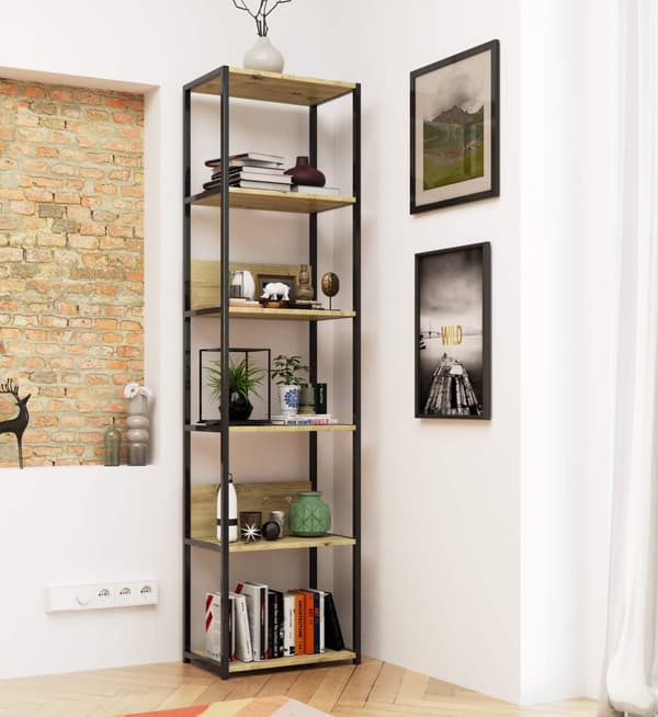 Metal loft reol 50 cm - sort-dyb artisan - 6 hylder