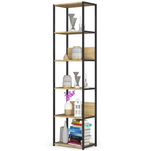 Metal loft reol 50 cm - sort-dyb artisan - 6 hylder