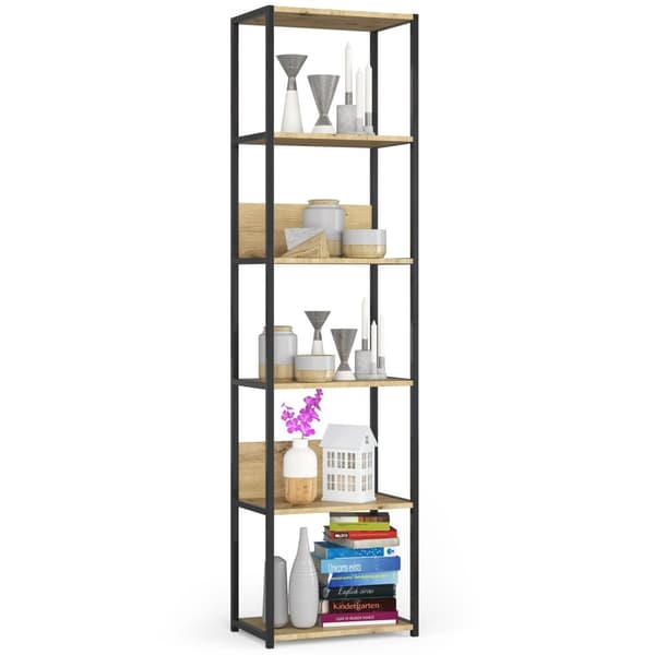 Metal loft reol 50 cm - sort-dyb artisan - 6 hylder