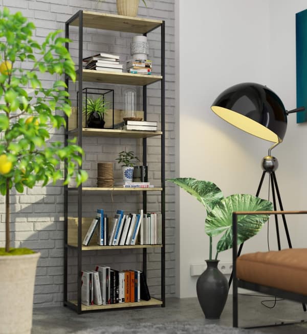 Metal loft reol 60 cm - sort-dåb artisan - 6 hylder