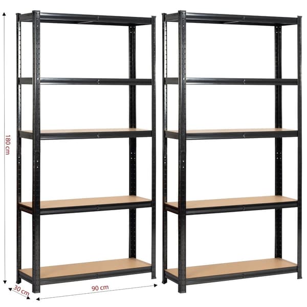 2x Metalisk garagehylde 90x30x180 sort
