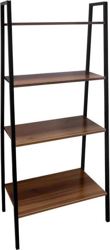 Musta & Puu Avoin Hyllyyksikkö, 148x60x35 cm, 4 Gelakt MDF-hyllyä, Moderni Muotoilu