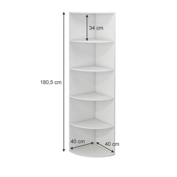 Hörnhylla Fabienne, 40x180cm med 5 fack, Vit, Vit, Vicco