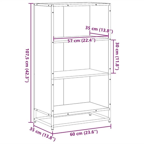 vidaXL Bokhylle brun eik 60x35x107,5 cm konstruert tre