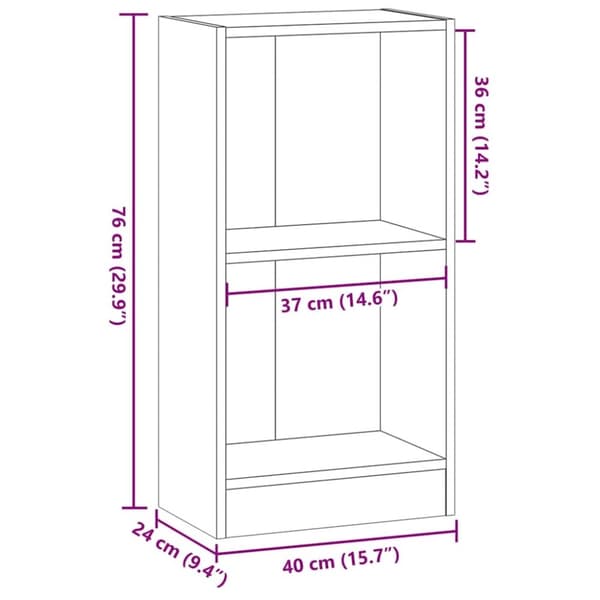 vidaXL Kirjahylly harmaa Sonoma 40x24x76 cm tekninen puu