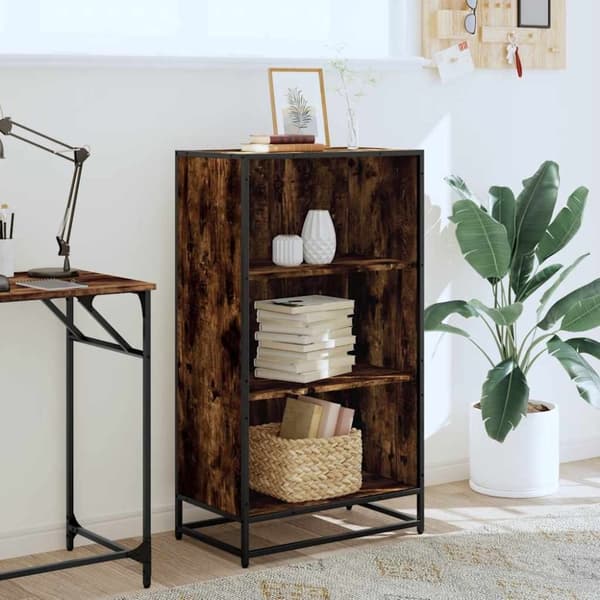 vidaXL bogskab 60x35x107,5 cm konstrueret træ røget egetræ