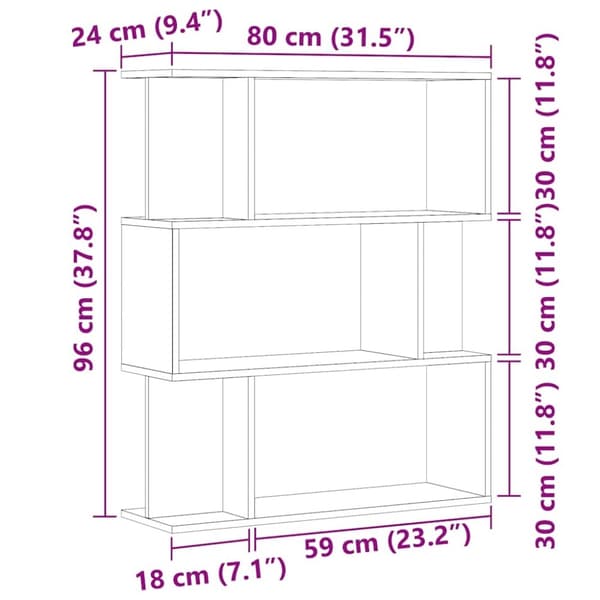 vidaXL Kirjakaappi artesaani tammi 80x24x96 cm tekninen puu