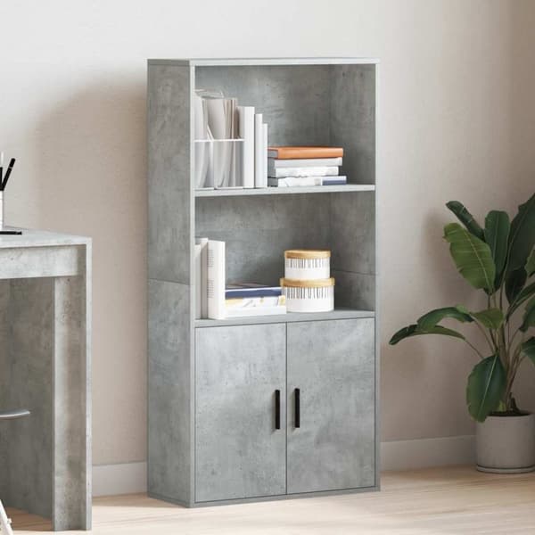 vidaXL bogreol 60x24x120 cm konstrueret træ betongrå