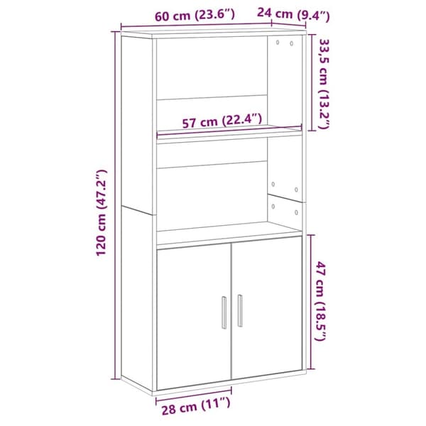vidaXL bogreol 60x24x120 cm konstrueret træ betongrå