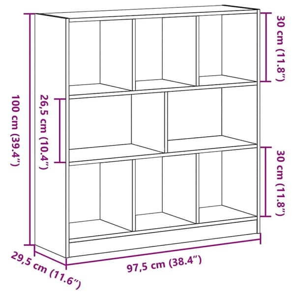 vidaXL Bokskap svart eik 97,5x29,5x100 cm konstruert tre
