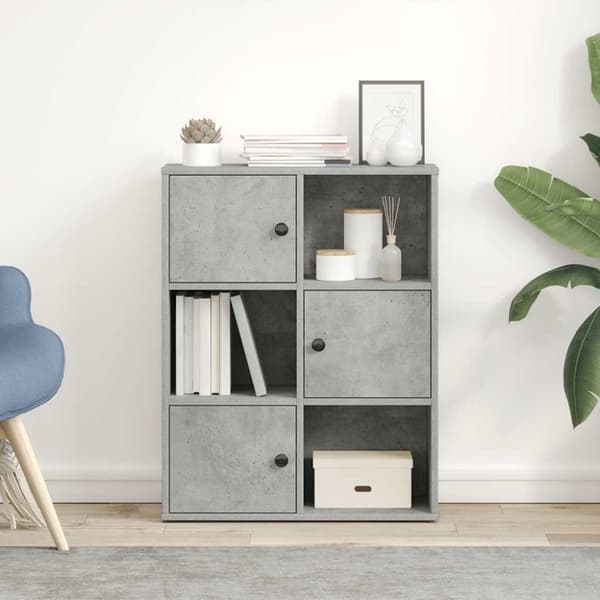 vidaXL Kirjahylly betoninharmaa 60x24x76,5 cm tekninen puu