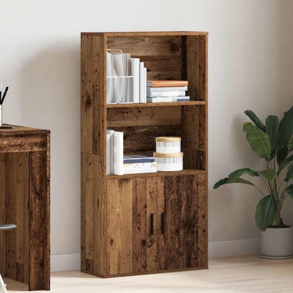 vidaXL Kirjahylly vanha puu 60x24x120 cm tekninen puu