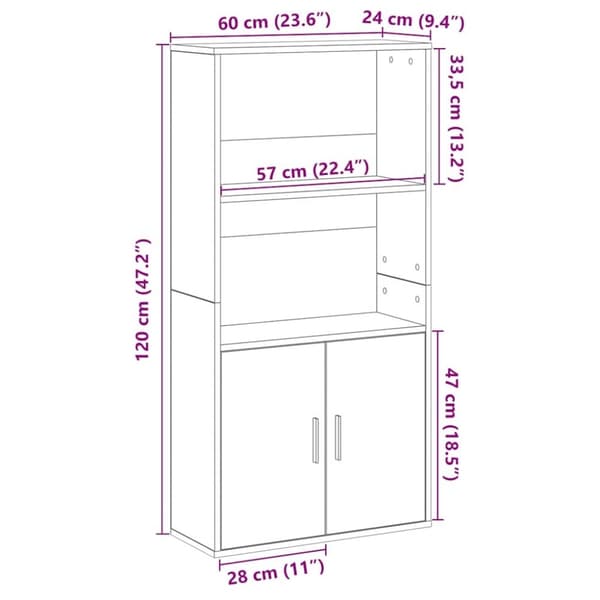 vidaXL bogreol 60x24x120 cm konstrueret træ brun egetræsfarve