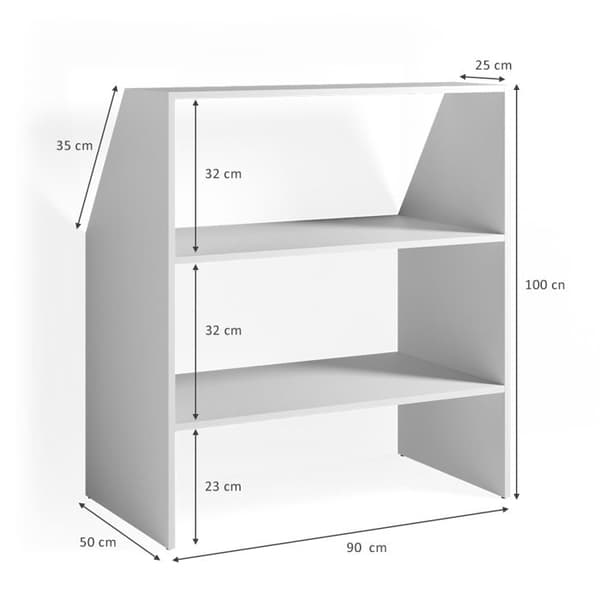 Barnbibliotek, 90x100cm, Vit, Vit, Vicco