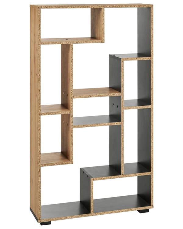 Bogreol Lyst træ Sort 122 x 70 x 20 cm Åbne hylder i flere niveauer Moderne design Opbevaring