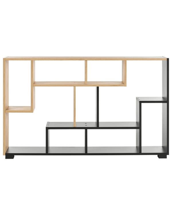 Bogreol Lyst træ Sort 122 x 70 x 20 cm Åbne hylder i flere niveauer Moderne design Opbevaring