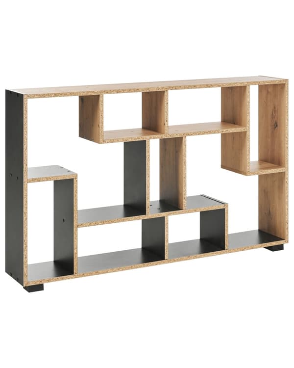 Bogreol Lyst træ Sort 122 x 70 x 20 cm Åbne hylder i flere niveauer Moderne design Opbevaring